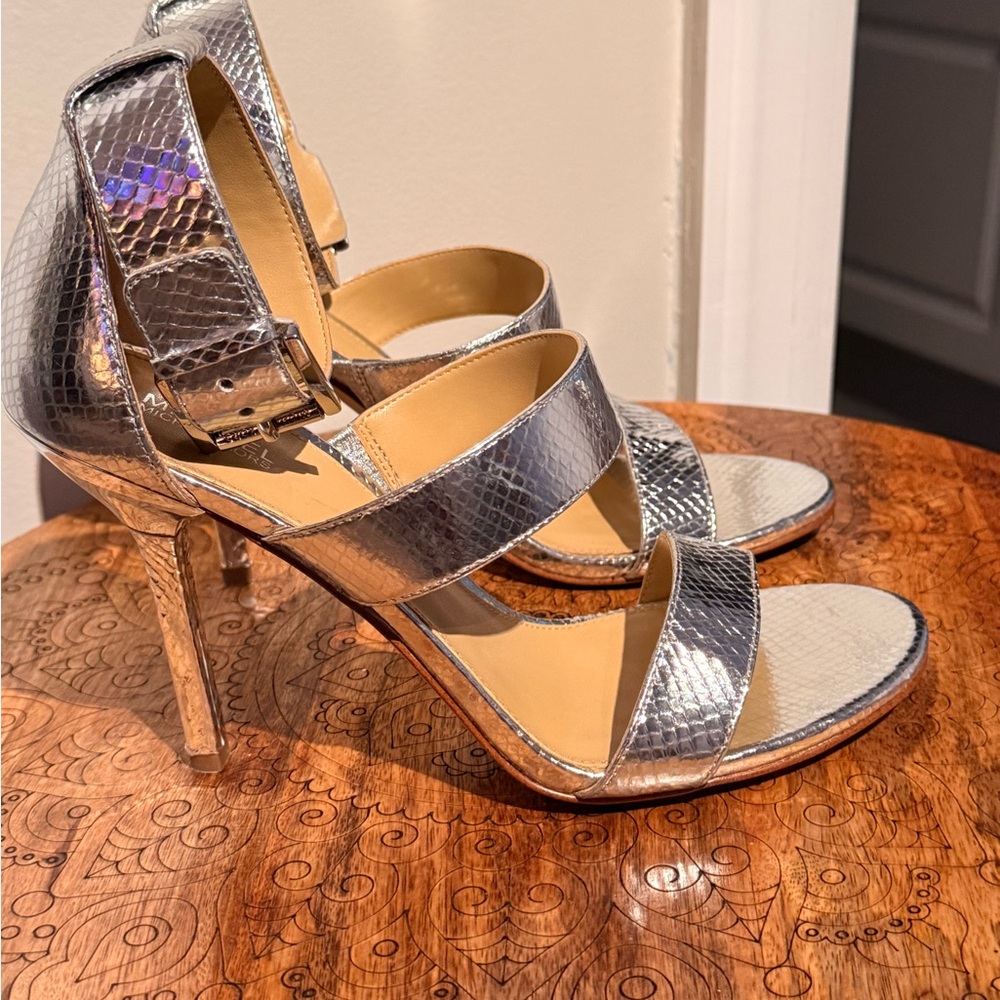 MICHAEL Michael Kors Metallic Snakeskin Heels